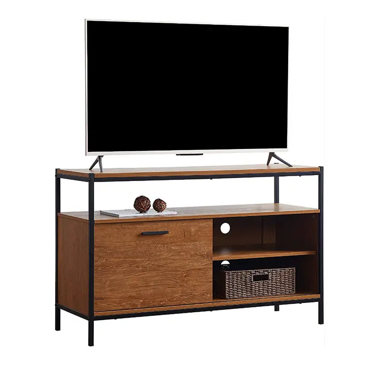 48" Sliding Barn Door Shelves Industrial Entertainment Center TV Media Stand with Storage