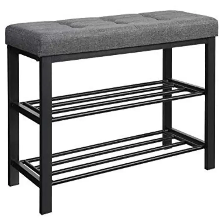 Entryway 3 layers shoe rack metal frame shoe platform storage shelf