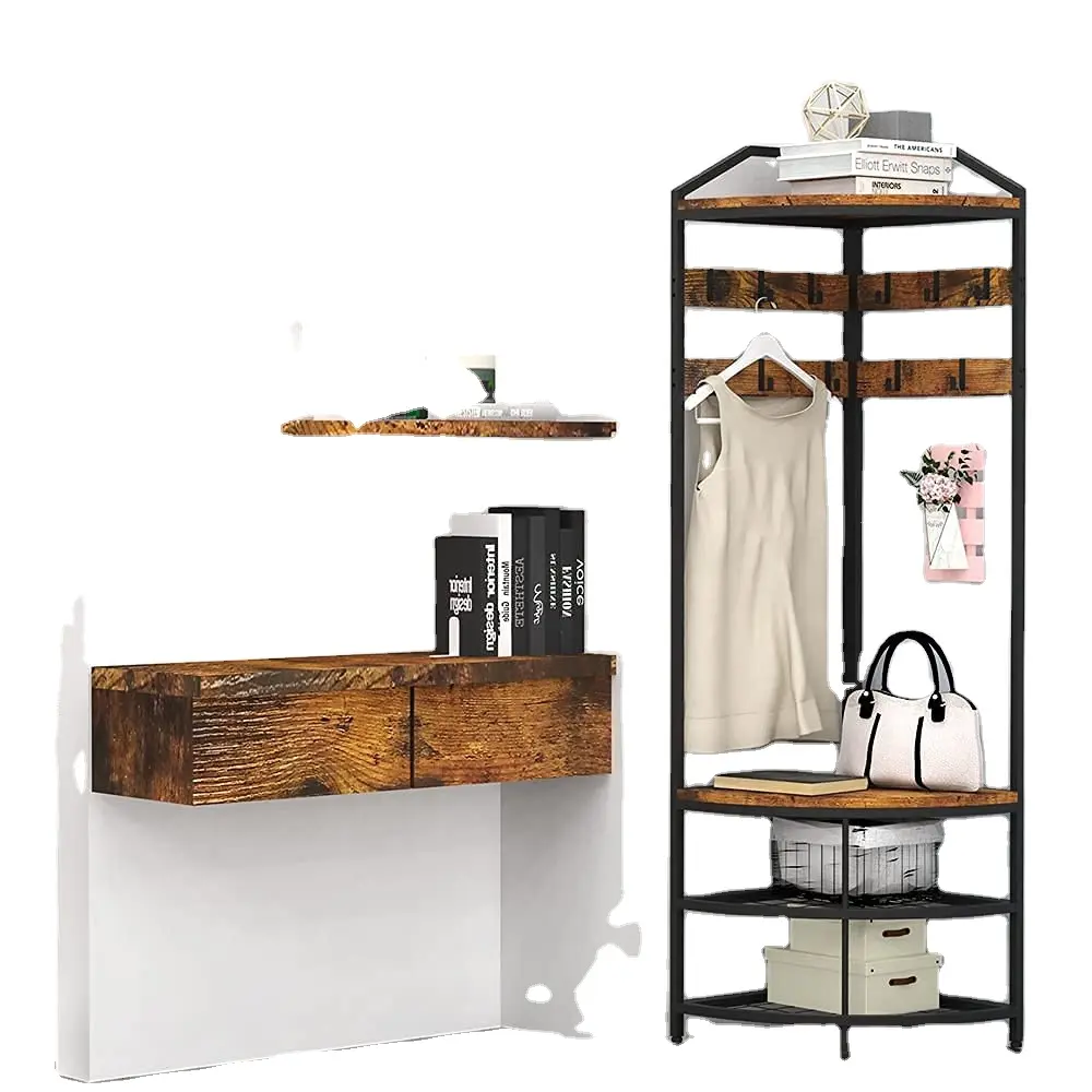 High-quality  Hall Tree with Shoe Bench Entryway Coat Rack For Easy Assembly And Suitable For Home Office Bedroom