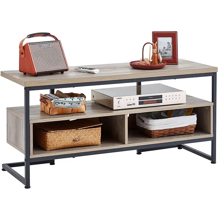 TV Stand for up to 50" TV 3-Tier Open Storage Shelves Industrial TV Cabinet